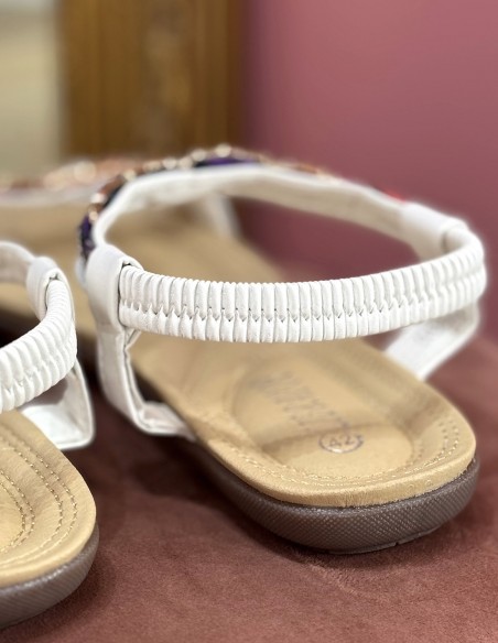 Sandales femme Grandes Tailles 41- 44  - Tongs élégantes avec strass et perles confortables