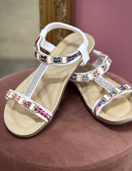 Sandales femme Grandes Tailles 41- 44  - Tongs élégantes avec strass et perles confortables