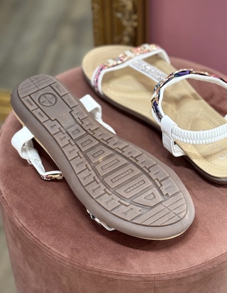 Sandales femme Grandes Tailles 41- 44  - Tongs élégantes avec strass et perles confortables