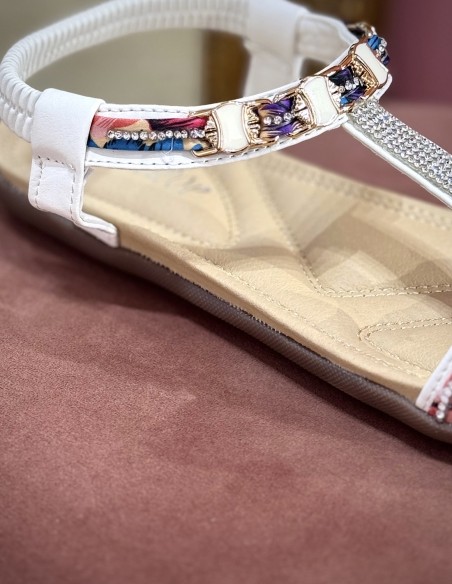 Sandales femme Grandes Tailles 41- 44  - Tongs élégantes avec strass et perles confortables