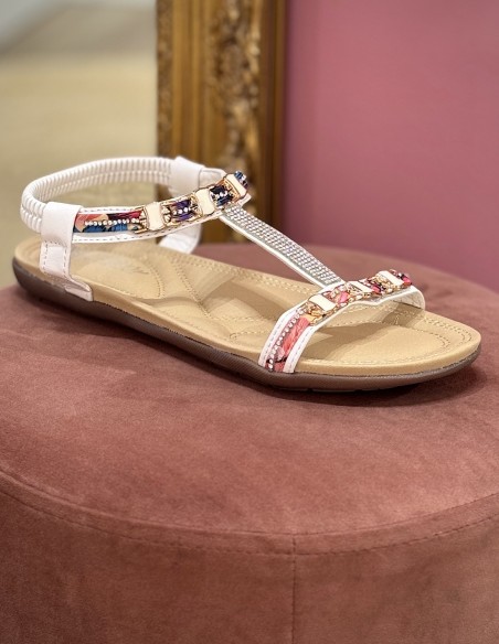 Sandales femme Grandes Tailles 41- 44  - Tongs élégantes avec strass et perles confortables