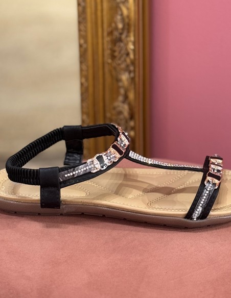 Sandales femme Grandes Tailles 41- 44  - Tongs élégantes avec strass et perles confortables