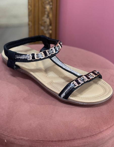 Sandales femme Grandes Tailles 41- 44  - Tongs élégantes avec strass et perles confortables