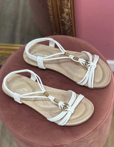 Sandales femme été grandes tailles 41 au 44 plates, confortables, style bohème chic avec perles