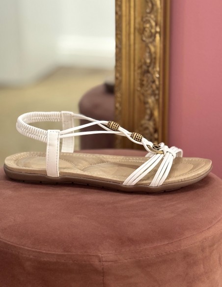 Sandales femme été grandes tailles 41 au 44 plates, confortables, style bohème chic avec perles