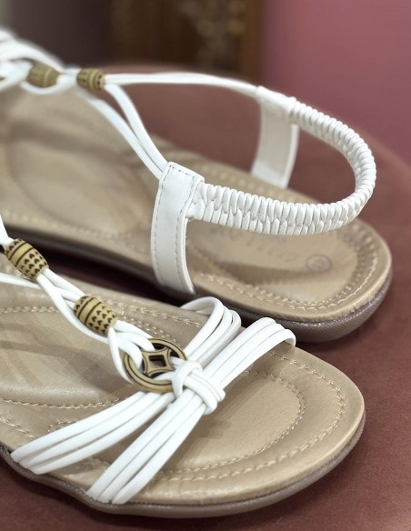 Sandales femme été grandes tailles 41 au 44 plates, confortables, style bohème chic avec perles