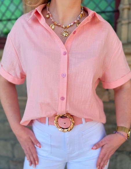 Chemise manches courtes femme en coton - Look estival sport chic