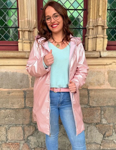 Veste imperméable femme réversible mi-saison coupe mi-longue avec capuche du 36 au 52