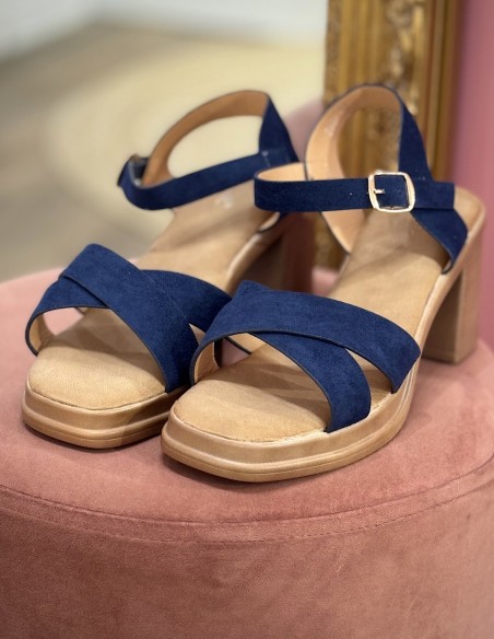 Sandales à talon femme confort à bride cheville réglable talon bloc 6cm