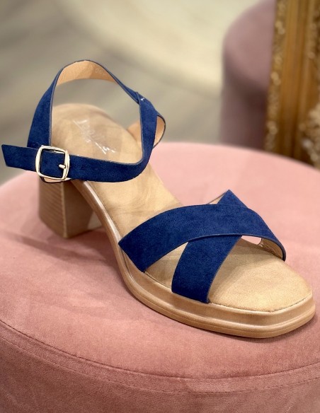 Sandales à talon femme confort à bride cheville réglable talon bloc 6cm