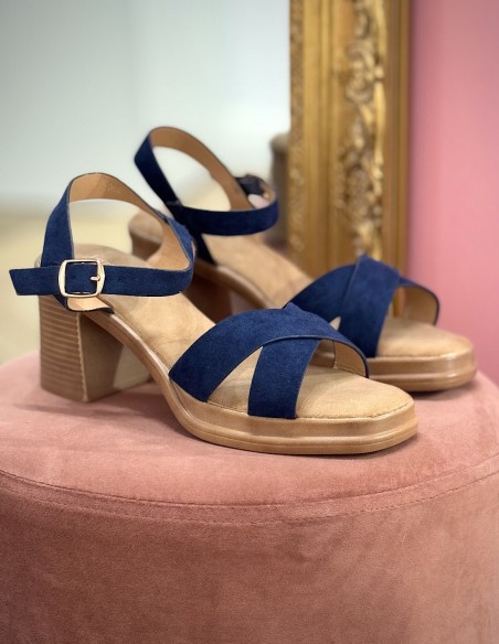 Sandales à talon femme confort à bride cheville réglable talon bloc 6cm