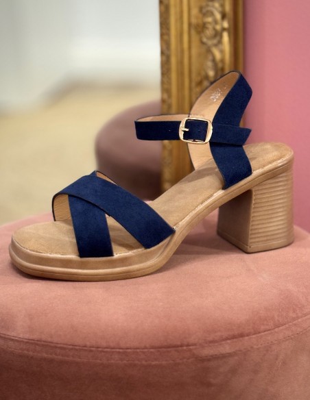 Sandales à talon femme confort à bride cheville réglable talon bloc 6cm