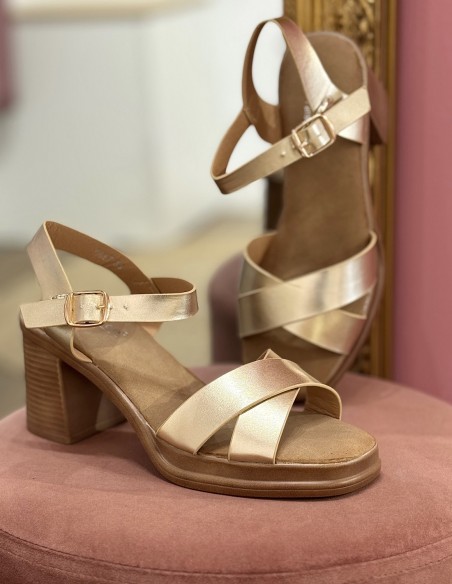 Sandales à talon femme confort à bride cheville réglable talon bloc 6cm