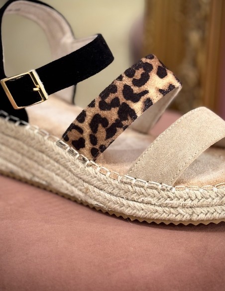 Sandales compensées femme été - Espadrilles plateforme avec bride & boucle ajustable