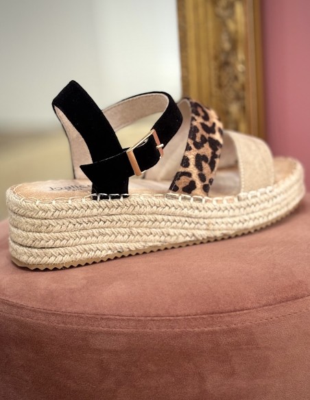 Sandales compensées femme été - Espadrilles plateforme avec bride & boucle ajustable