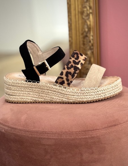 Sandales compensées femme été - Espadrilles plateforme avec bride & boucle ajustable