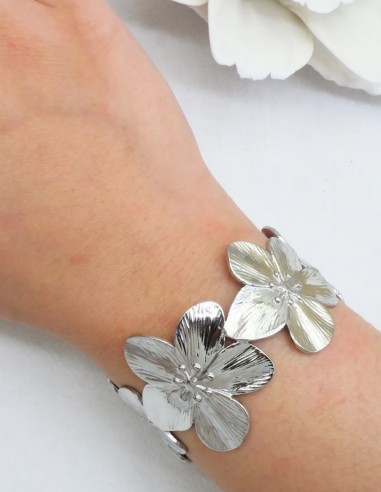 Bracelet manchette fleur femme en...