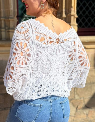 Top coton bohème ample en crochet...