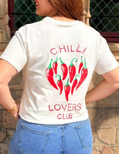T-shirt blanc femme " chilli lovers...