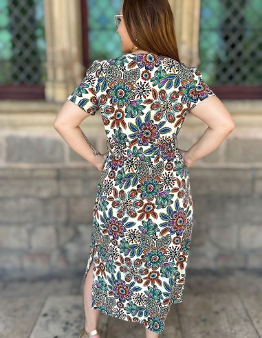 Robe midi à imprimé floral coloré...