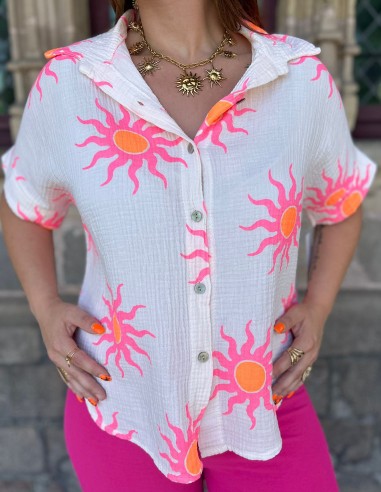 Chemisette femme soleil en gaze de...