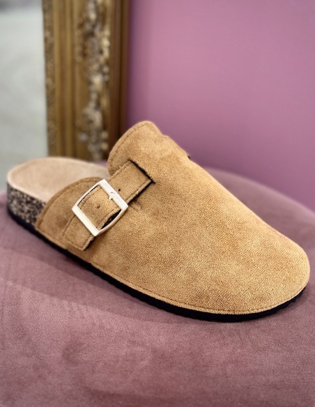 Sabots Femme Confort Anatomique en Suédine – Mules Semelle Liège Antidérapante, Chaussures Légères Intérieur Extérieur