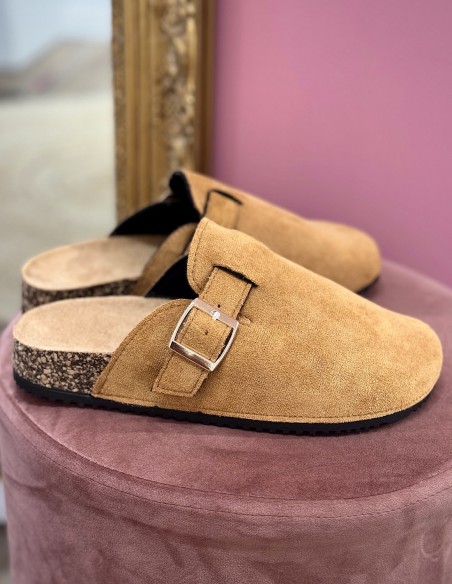 Sabots Femme Confort Anatomique en Suédine – Mules Semelle Liège Antidérapante, Chaussures Légères Intérieur Extérieur