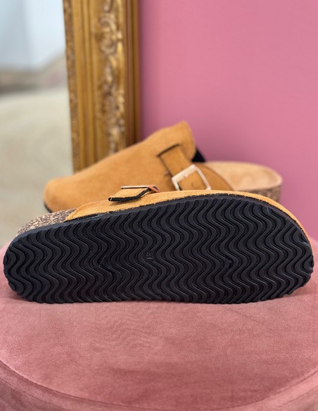 Sabots Femme Confort Anatomique en Suédine – Mules Semelle Liège Antidérapante, Chaussures Légères Intérieur Extérieur