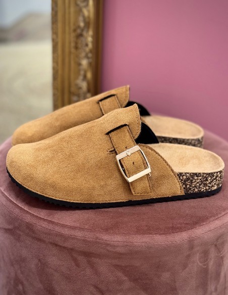 Sabots Femme Confort Anatomique en Suédine – Mules Semelle Liège Antidérapante, Chaussures Légères Intérieur Extérieur