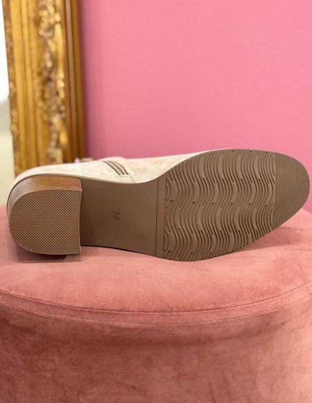 Bottines femme en suédine - Boots chelsea à talon bloc 5cm zippée