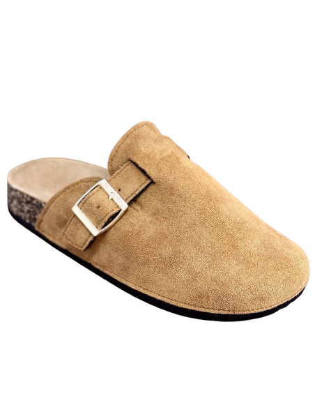 Sabots Femme Confort Anatomique en Suédine – Mules Semelle Liège Antidérapante, Chaussures Légères Intérieur Extérieur