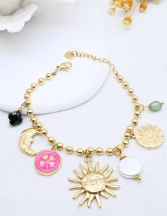 Collier Charms soleil ras...