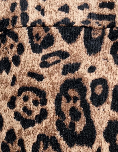 Veste femme mi saison zippée imprimé léopard effet velours léger