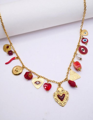 Collier doré en acier inoxydable...