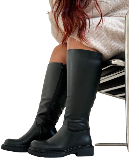 Bottes hautes style cavalier femme pour mollets larges Carmelyna
