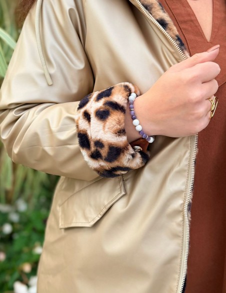 Imperméable réversible fourré femme beige et léopard - manteau imperméable tendance