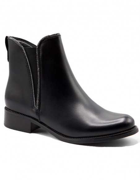 Bottines femme grande pointure 41- 44 élégantes et confortables - Bottines noir en similicuir souple à zip