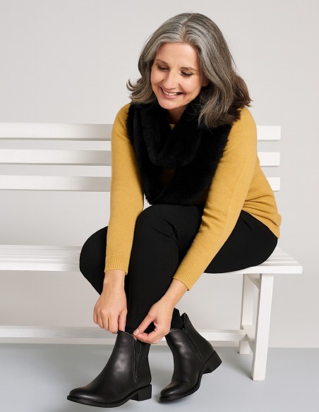 Bottines femme grande pointure 41- 44 élégantes et confortables - Bottines noir en similicuir souple à zip