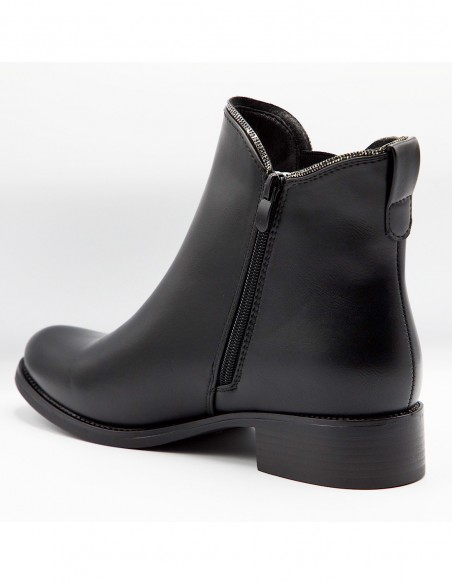 Bottines femme grande pointure 41- 44 élégantes et confortables - Bottines noir en similicuir souple à zip