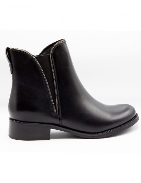 Bottines femme grande pointure 41- 44 élégantes et confortables - Bottines noir en similicuir souple à zip