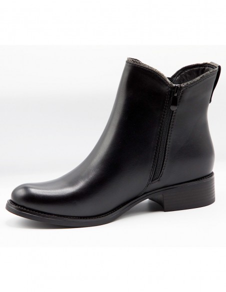 Bottines femme grande pointure 41- 44 élégantes et confortables - Bottines noir en similicuir souple à zip