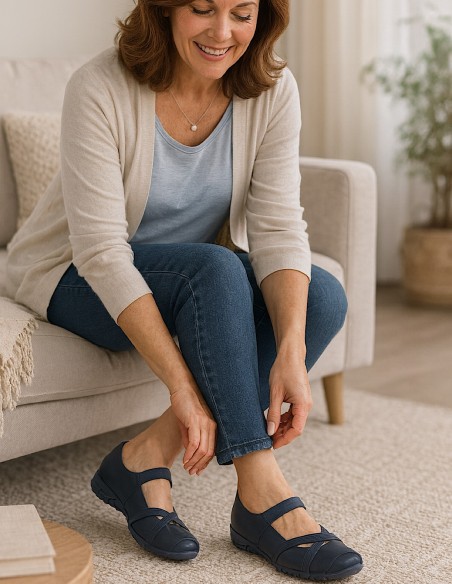 Chaussures Confort Femme Grande Pointure 41-44 style Ballerines Confortables orthopédiques semelle Cuir