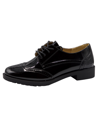 Derbies femme noires vernies -...