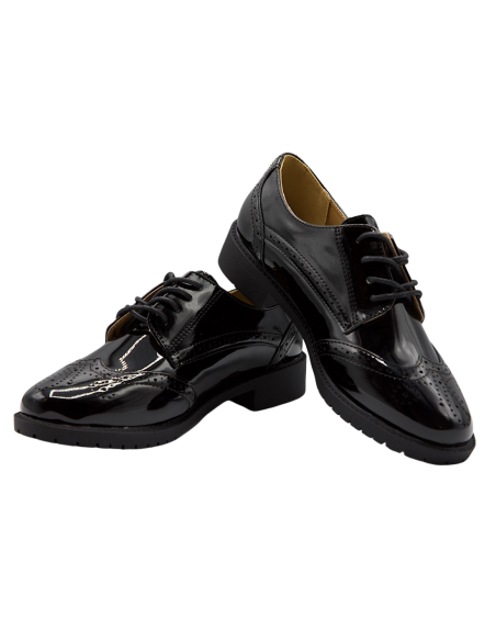 Derbies femme noires vernies - Chaussures Oxford élégantes, confortables et tendance