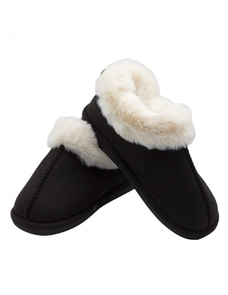Chaussons fourrure femme chauds en suédine effet peau synthétique hiver tendance