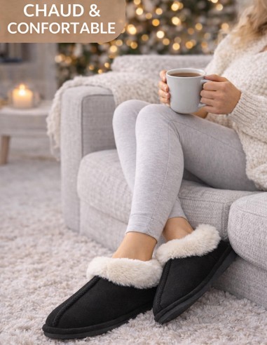 Chaussons fourrure femme chauds en...