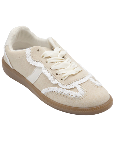 Baskets femme beige en suédine avec...