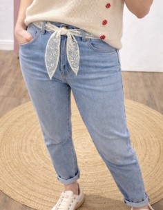 Jean Mom fit femme bleu...