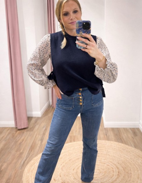 Pull sans manche uni à nouer sur les côtés - Maille douce du S au 3XL