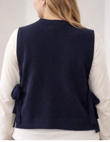 Pull sans manche uni à nouer sur les...